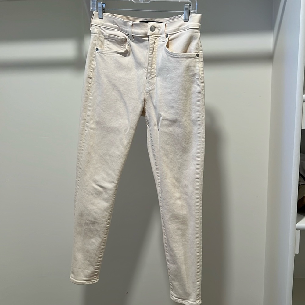Veronica Beard ankle skinny high rise cream pants